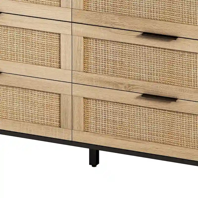 51.18 6-Drawers Rattan Storage Cabinet for Bedroom,Living Room