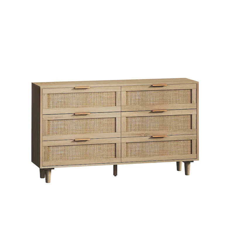 51.18 6-Drawers Rattan Storage Cabinet for Bedroom,Living Room