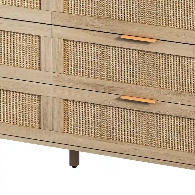 51.18 6-Drawers Rattan Storage Cabinet for Bedroom,Living Room
