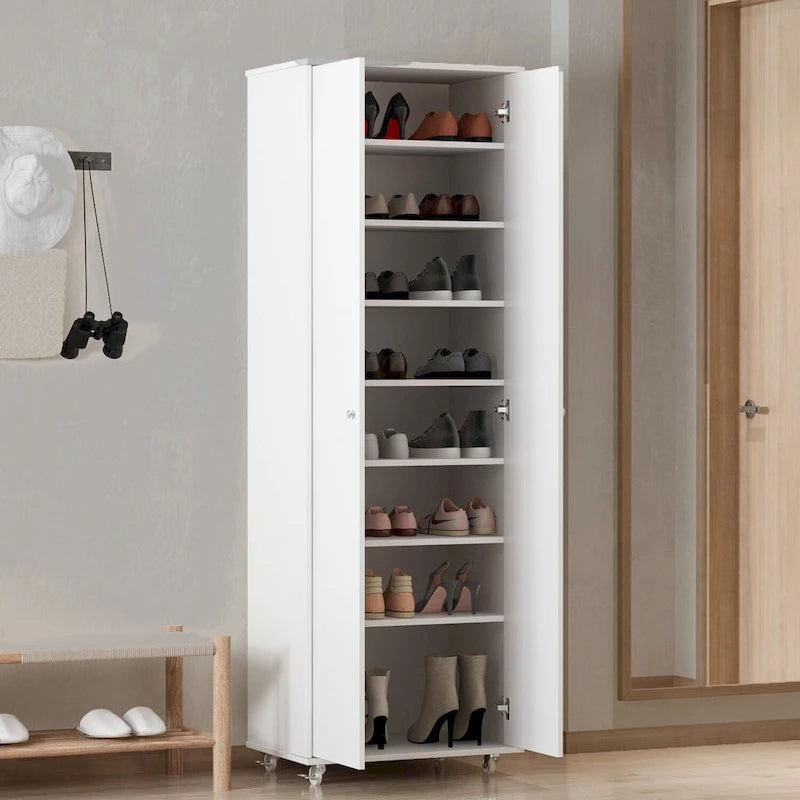 23.6  W 70.9 High Shoe Cabinet, 8 Floors, Three Adjustable Boards