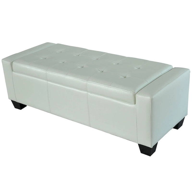 White Faux Leather Storage Bench/Ottoman