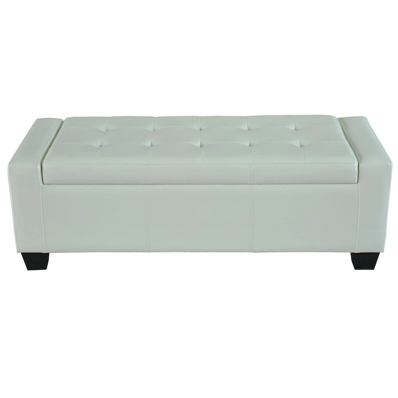White Faux Leather Storage Bench/Ottoman
