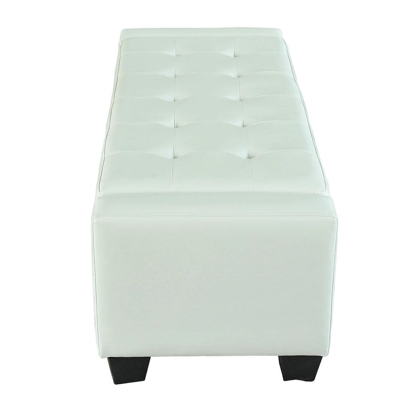 White Faux Leather Storage Bench/Ottoman