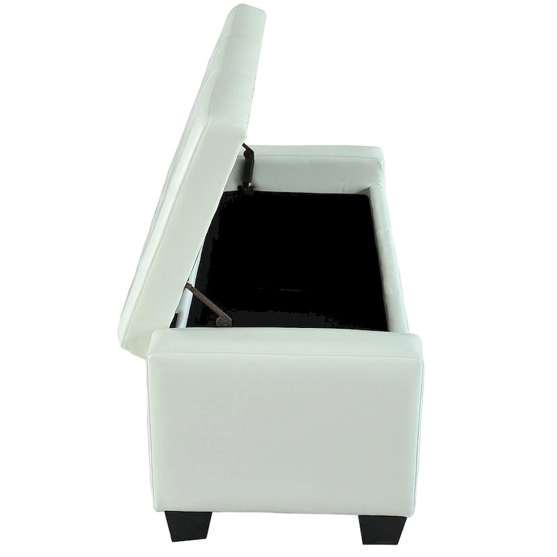 White Faux Leather Storage Bench/Ottoman