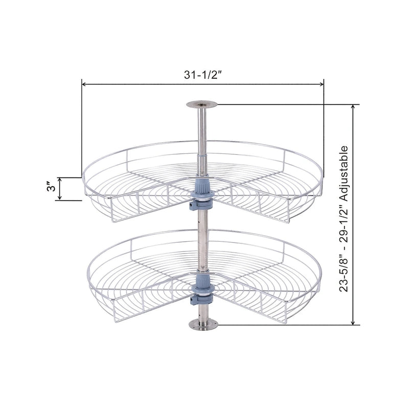 32-inch diameter rotating storage rack - 270-degree double-layer stainless steel storage rack