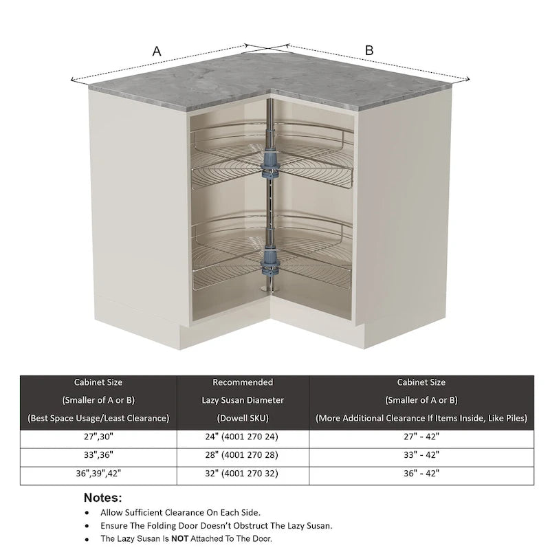32-inch diameter rotating storage rack - 270-degree double-layer stainless steel storage rack