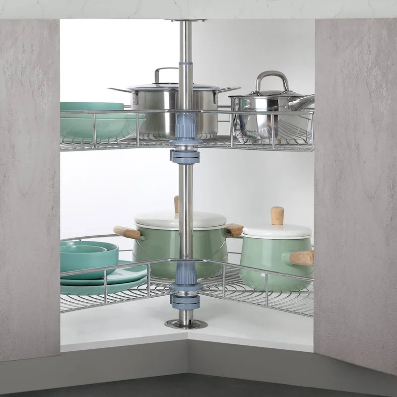 32-inch diameter rotating storage rack - 270-degree double-layer stainless steel storage rack