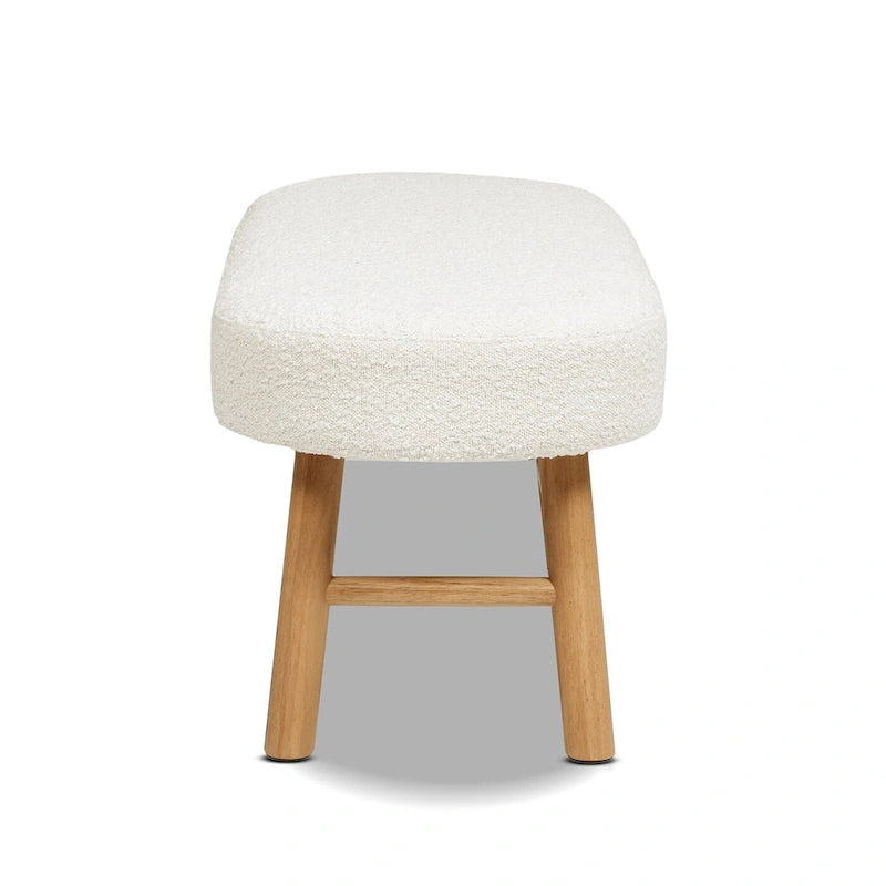 Oval Bench, Cream Faux Shearling, Wood Legs, 2-Seater