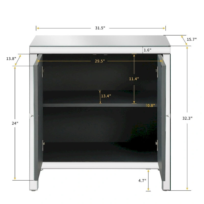 Storage Cabinet with Mirror Trim Living Room Dining Room Entryway Kitchen