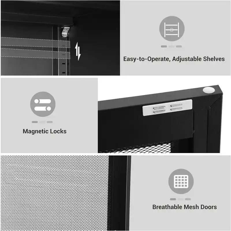 Metal Storage Cabinet With Mesh Doors