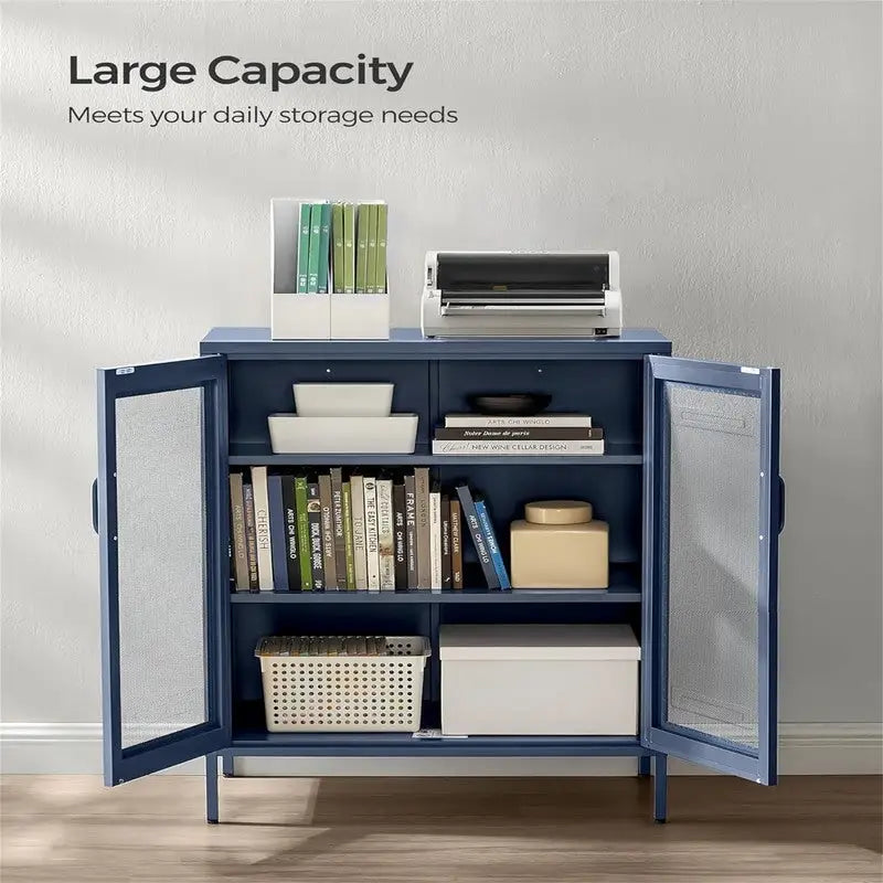 Metal Storage Cabinet With Mesh Doors