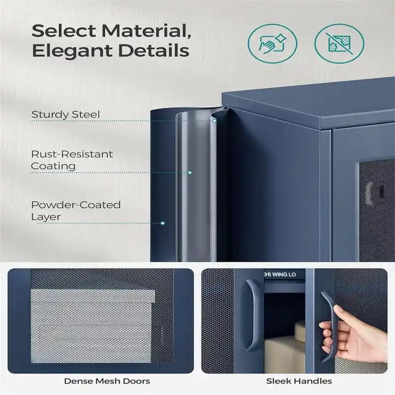 Metal Storage Cabinet With Mesh Doors