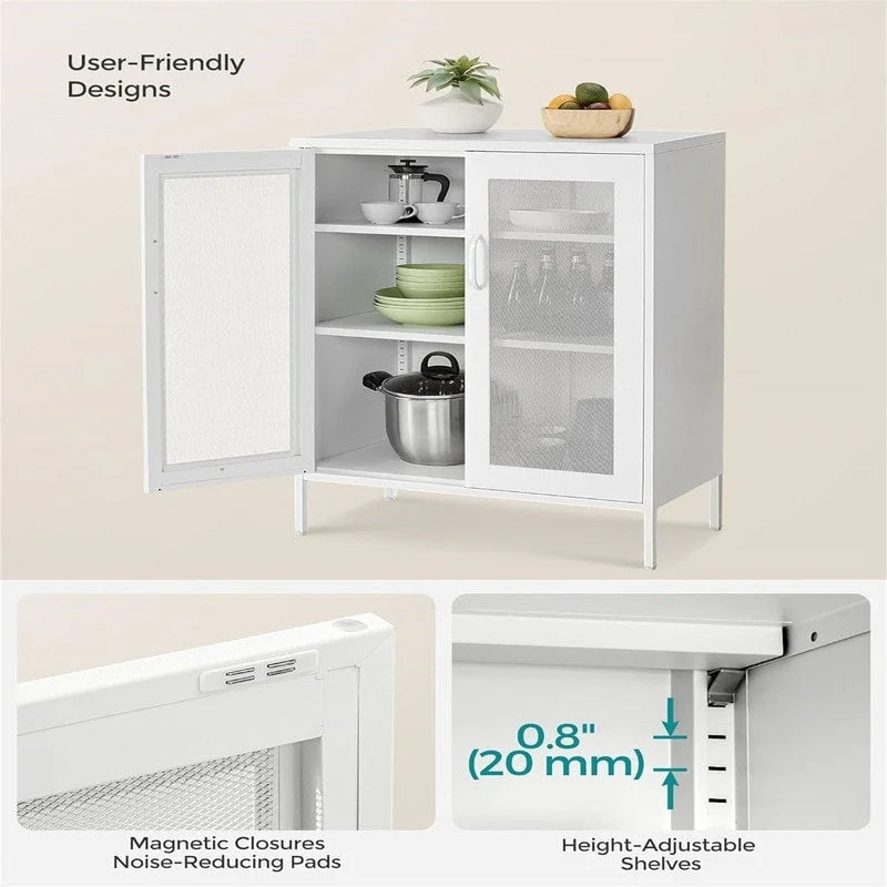 Metal Storage Cabinet With Mesh Doors