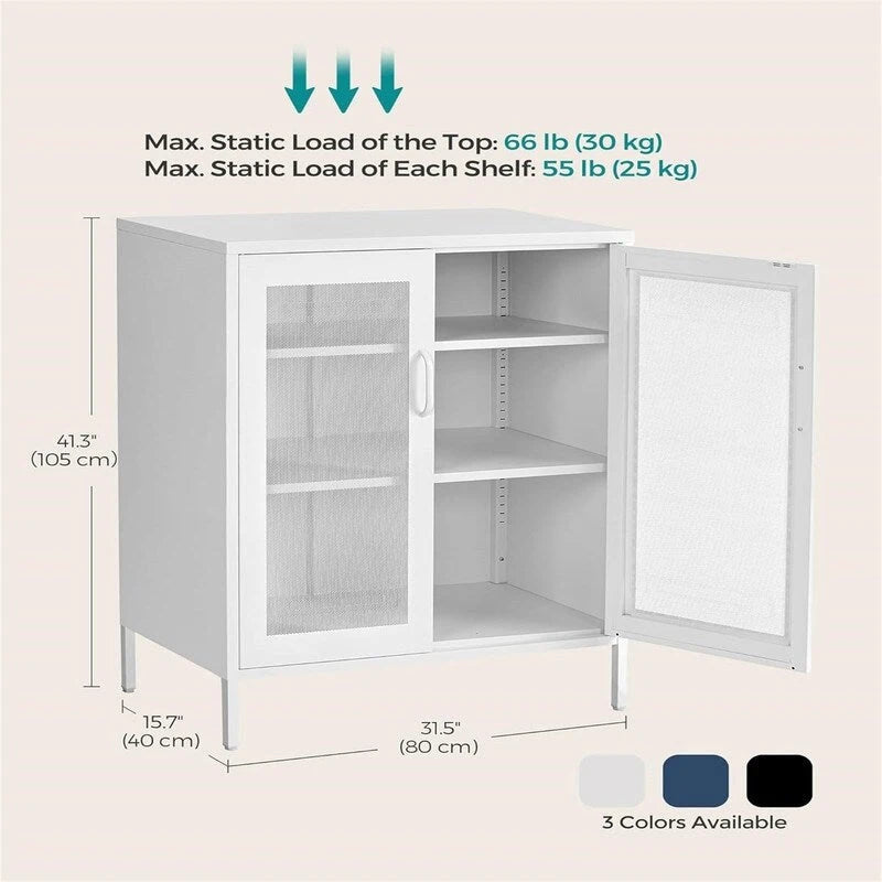 Metal Storage Cabinet With Mesh Doors