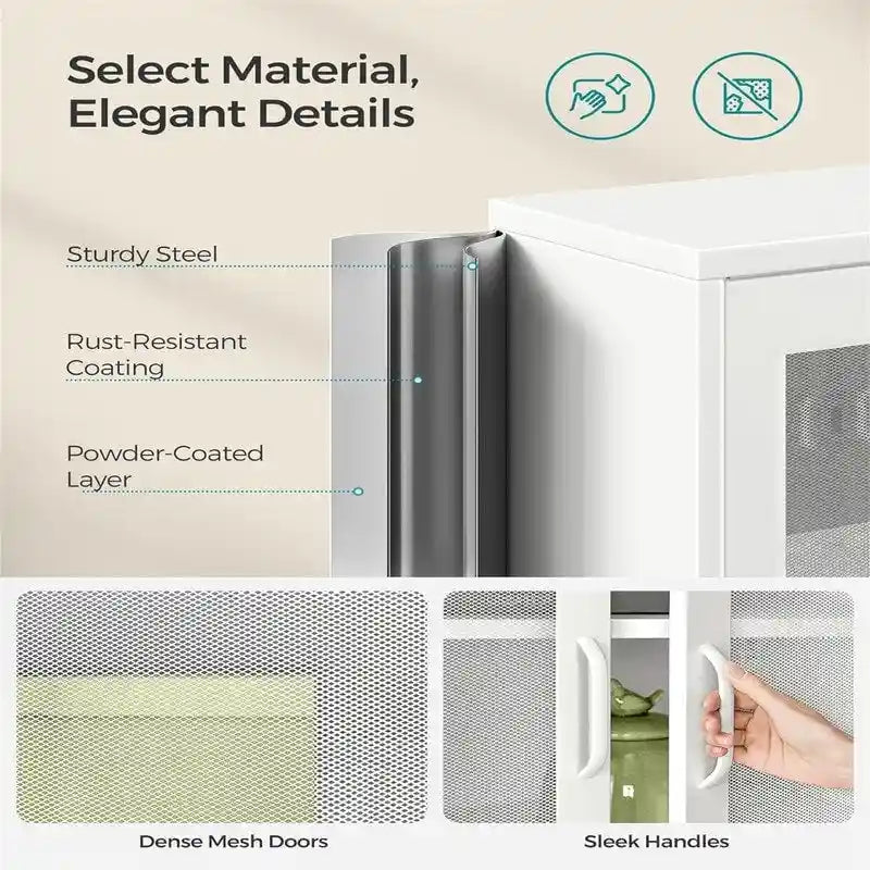 Metal Storage Cabinet With Mesh Doors