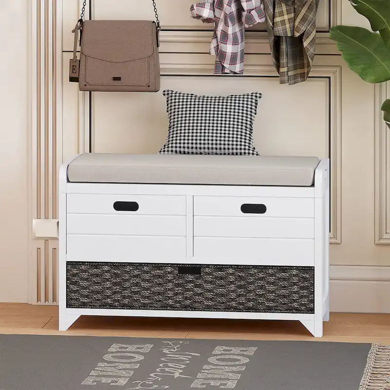 Storage Bench with Removable Basket and 2 Drawers