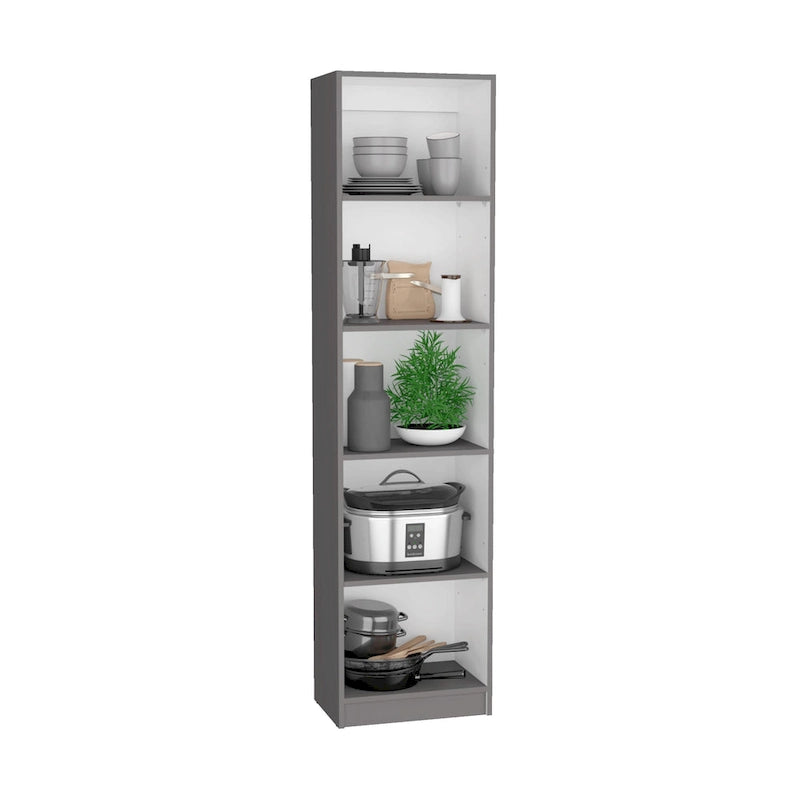 Tall, narrow 5-tier bookcase set (2 pieces)