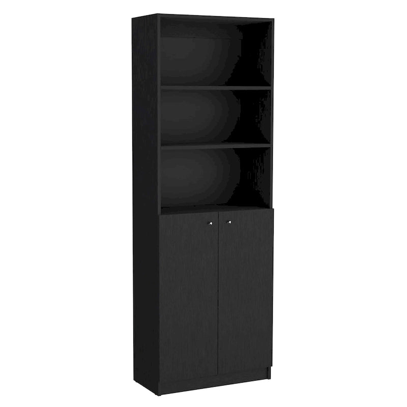 Tall, narrow 5-tier bookcase set (2 pieces)