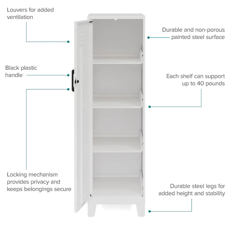 53.38 H 4 Shelf Vented Door Storage Locker Cabinet