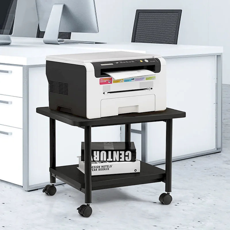 2 Tier Rolling Printer Cart Storage Stand Under Desk with Casters