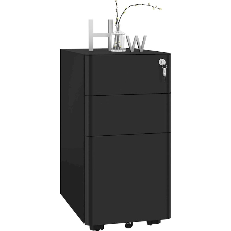 Modern 3-Drawer Mobile Steel File Cabinet