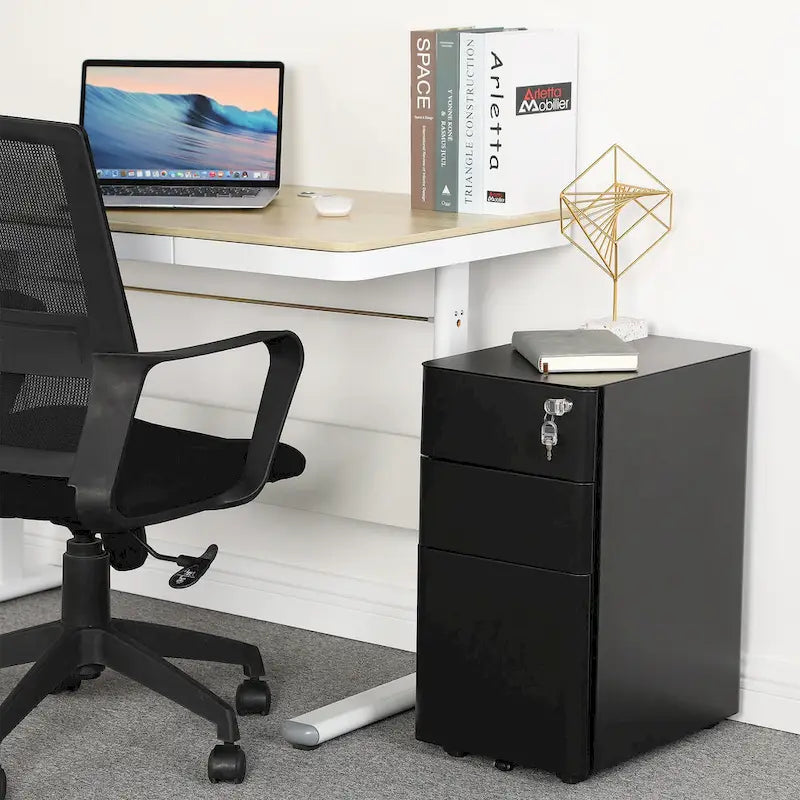 Modern 3-Drawer Mobile Steel File Cabinet