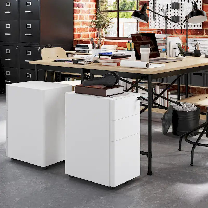 Modern 3-Drawer Mobile Steel File Cabinet