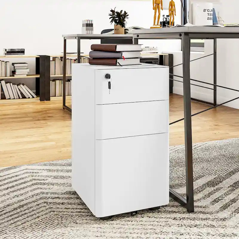 Modern 3-Drawer Mobile Steel File Cabinet