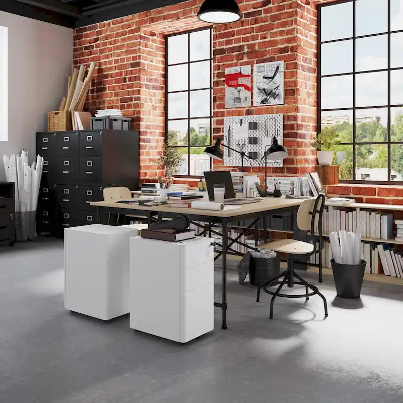 Modern 3-Drawer Mobile Steel File Cabinet