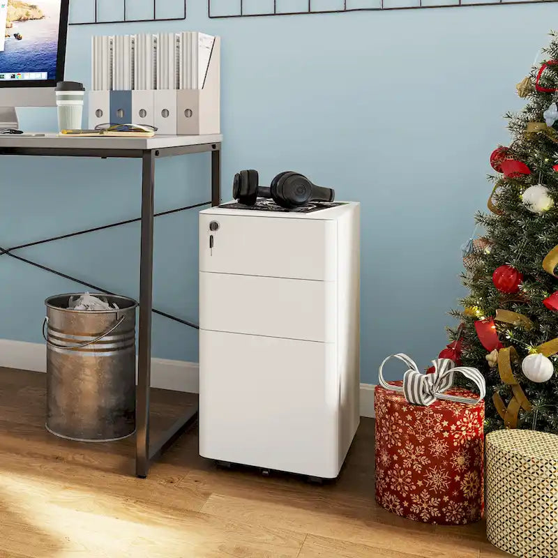 Modern 3-Drawer Mobile Steel File Cabinet