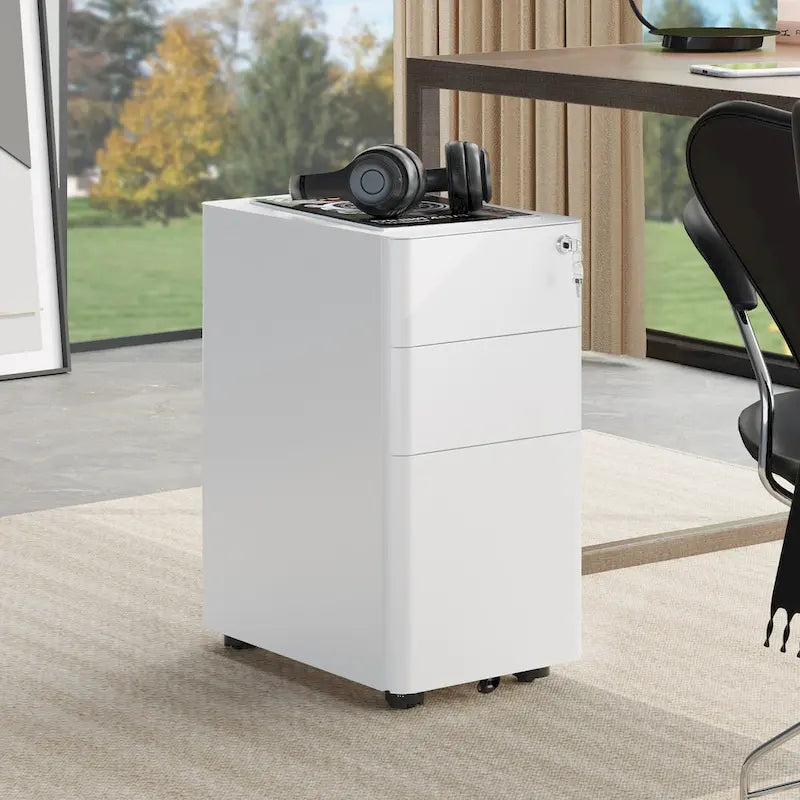 Modern 3-Drawer Mobile Steel File Cabinet