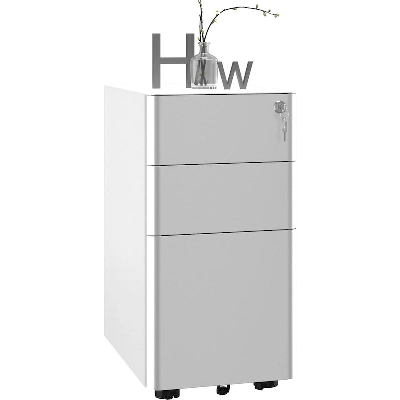 Modern 3-Drawer Mobile Steel File Cabinet