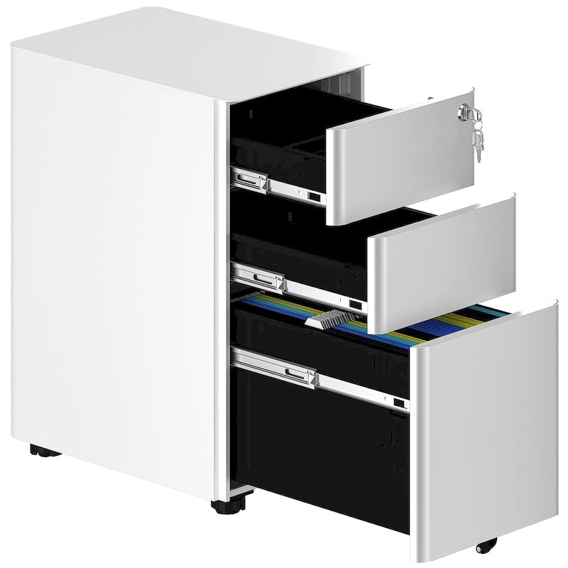 Modern 3-Drawer Mobile Steel File Cabinet