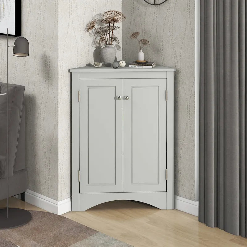 Grey Triangle Bathroom Storage Cabinet with Adjustable Shelves