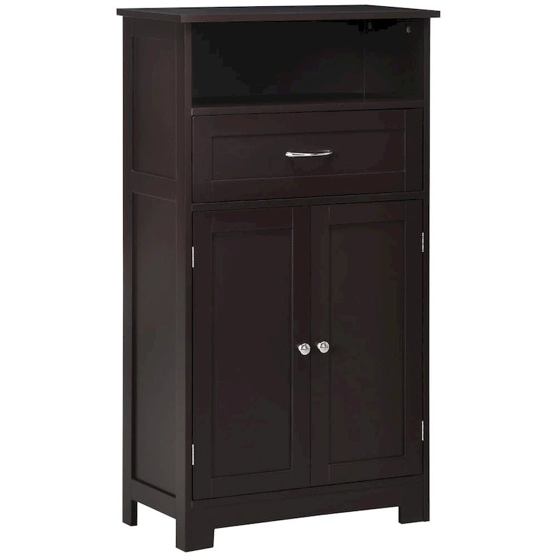 Modern bathroom storage cabinet, freestanding cabinet with drawers and adjustable shelves.