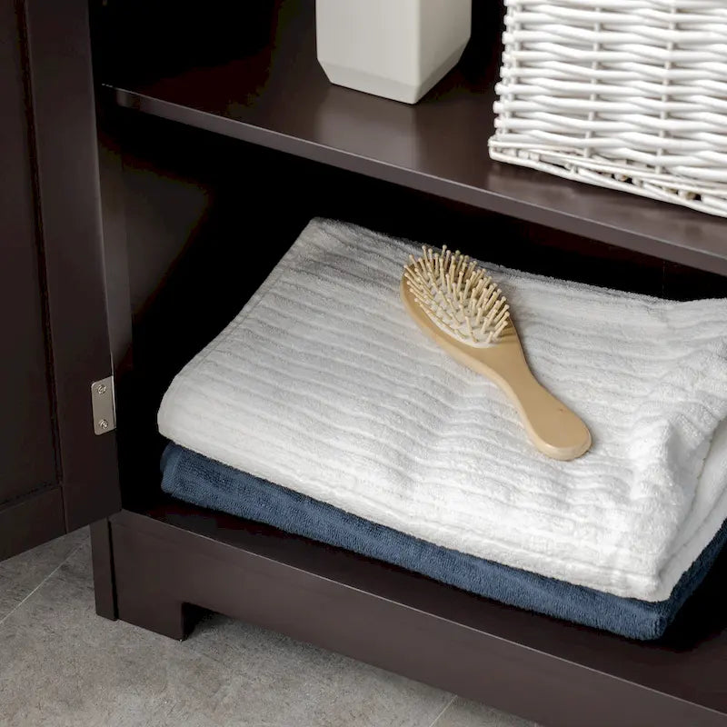 Modern bathroom storage cabinet, freestanding cabinet with drawers and adjustable shelves.