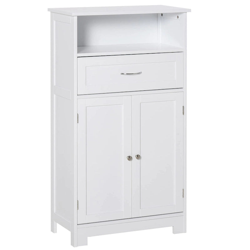 Modern bathroom storage cabinet, freestanding cabinet with drawers and adjustable shelves.