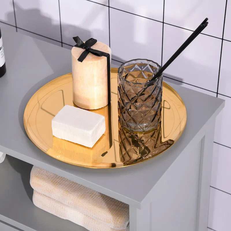 Modern bathroom storage cabinet, freestanding cabinet with drawers and adjustable shelves.