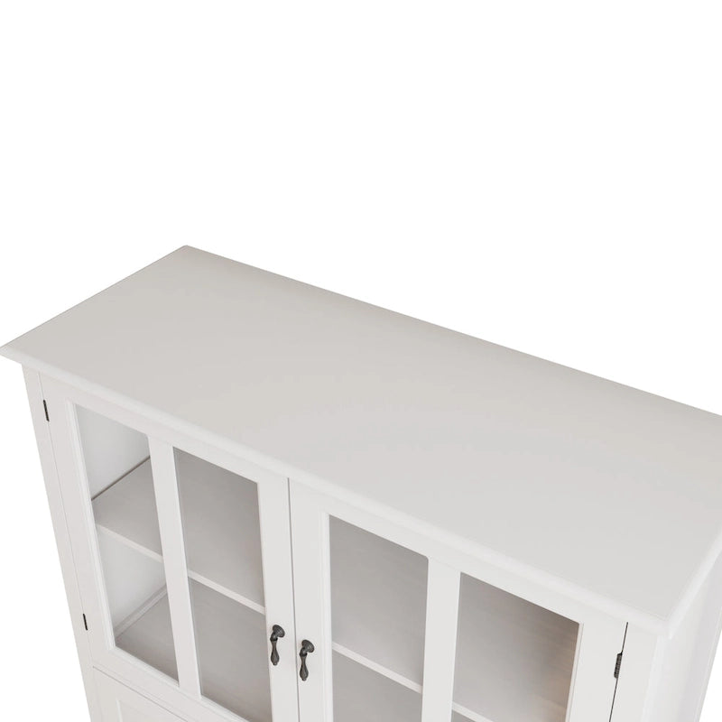 Buffet storage cabinet with double glass doors and unique bell handle