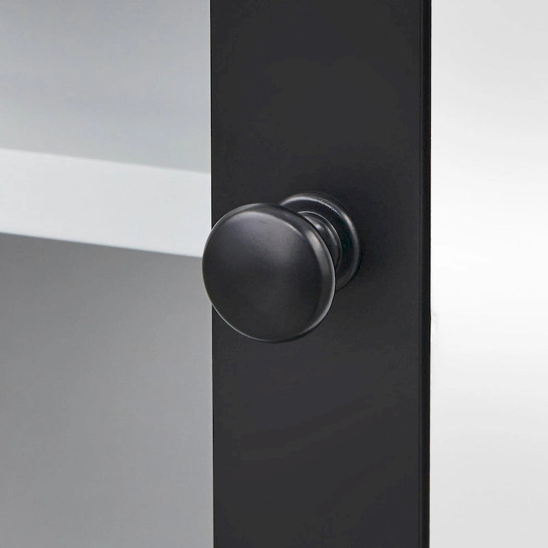 White Floor-Standing Storage Cabinet With Tempered Glass Doors And Adjustable Shelves – A Simple And Modern Style.