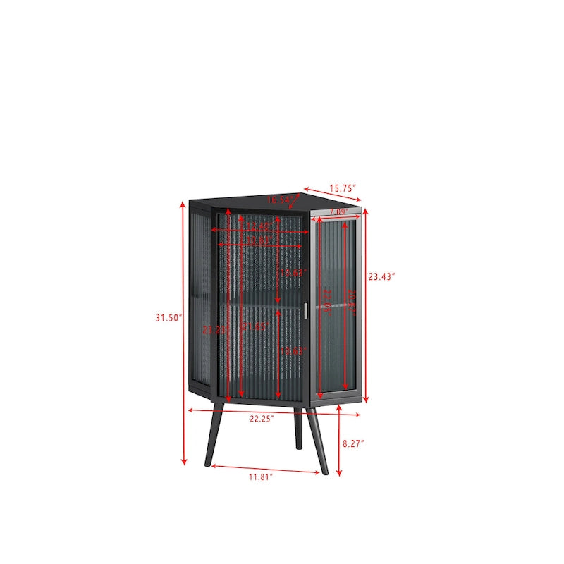 22.25  Floor Coner Cabinet with Tempered Glass Door