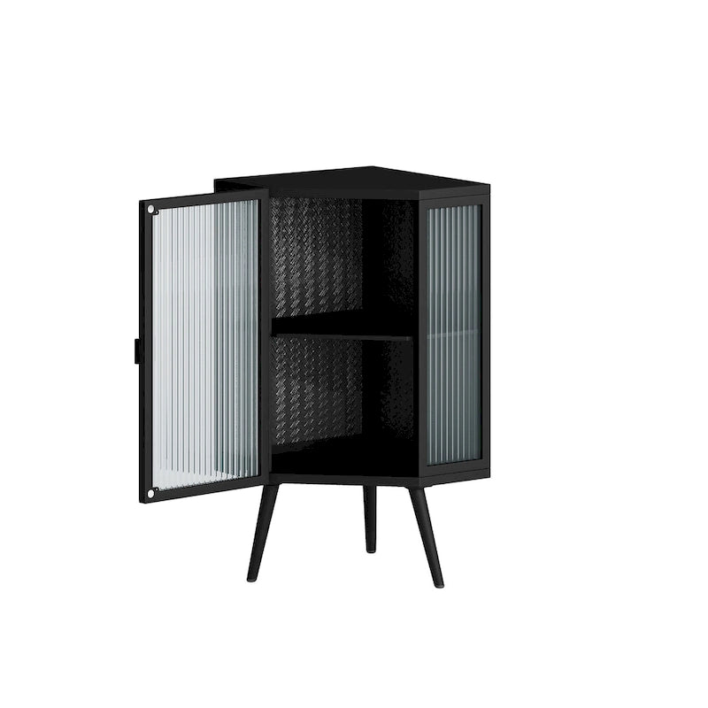 22.25  Floor Coner Cabinet with Tempered Glass Door