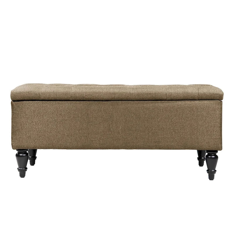 Fabric upholstered bench with storage function