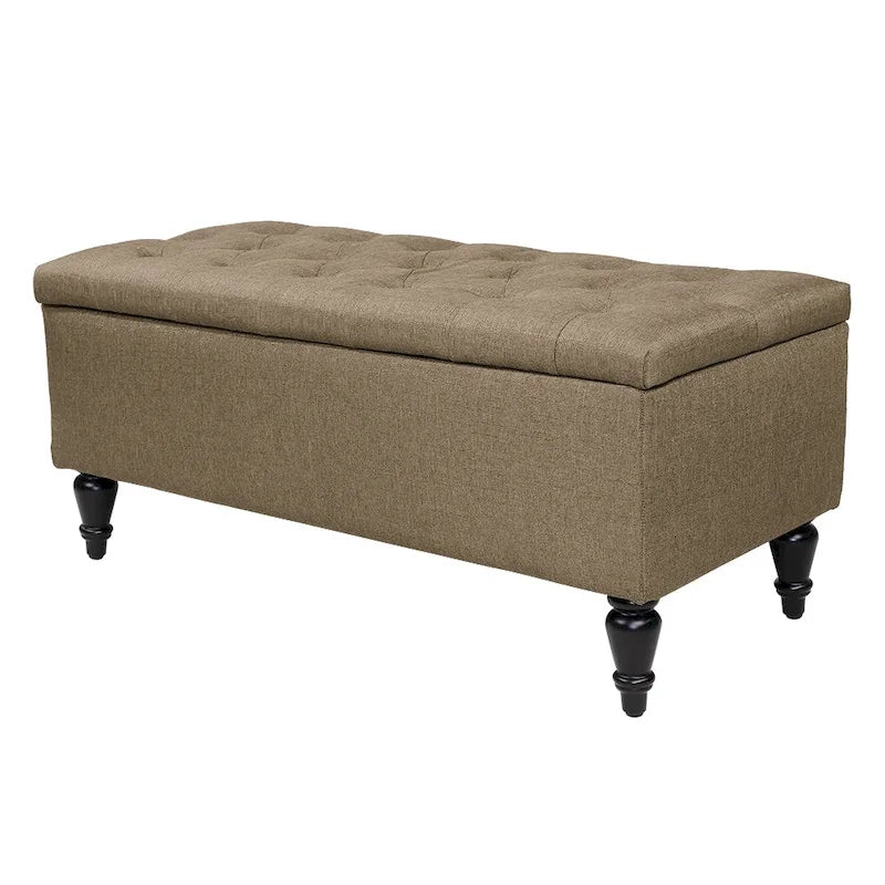 Fabric upholstered bench with storage function