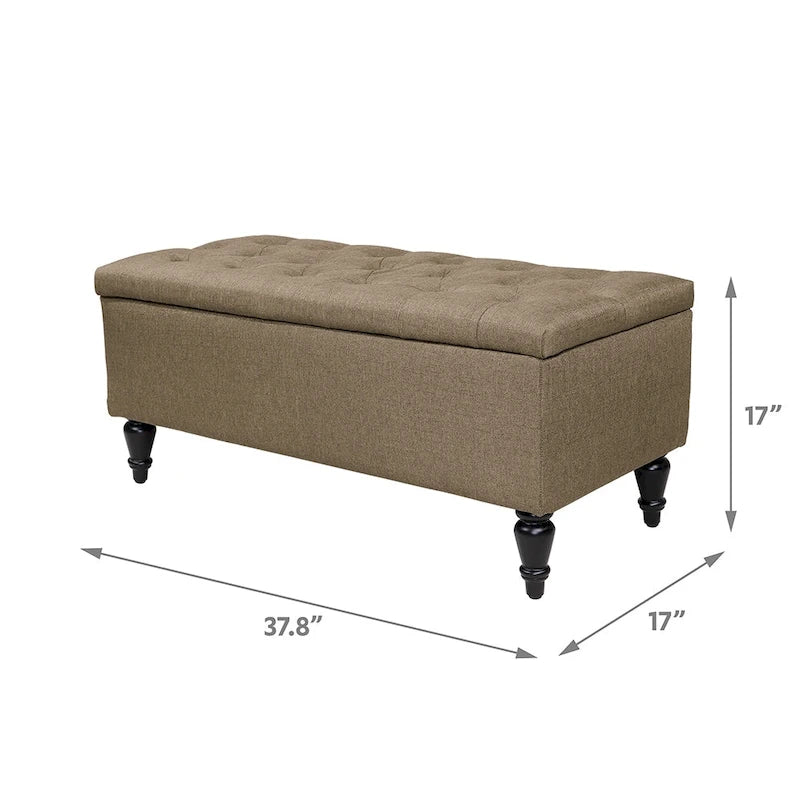 Fabric upholstered bench with storage function