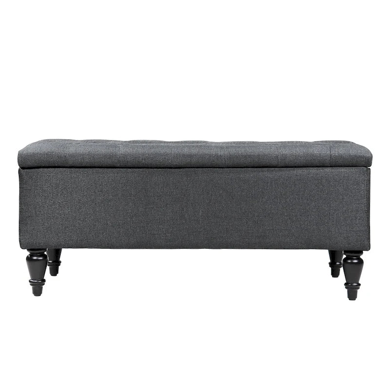 Fabric upholstered bench with storage function