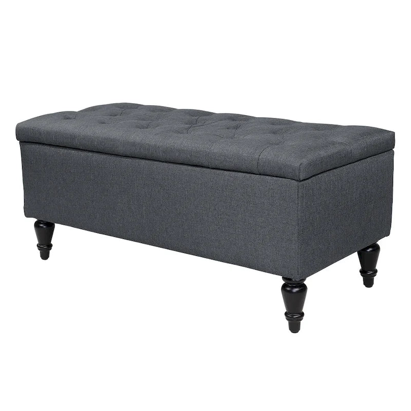 Fabric upholstered bench with storage function
