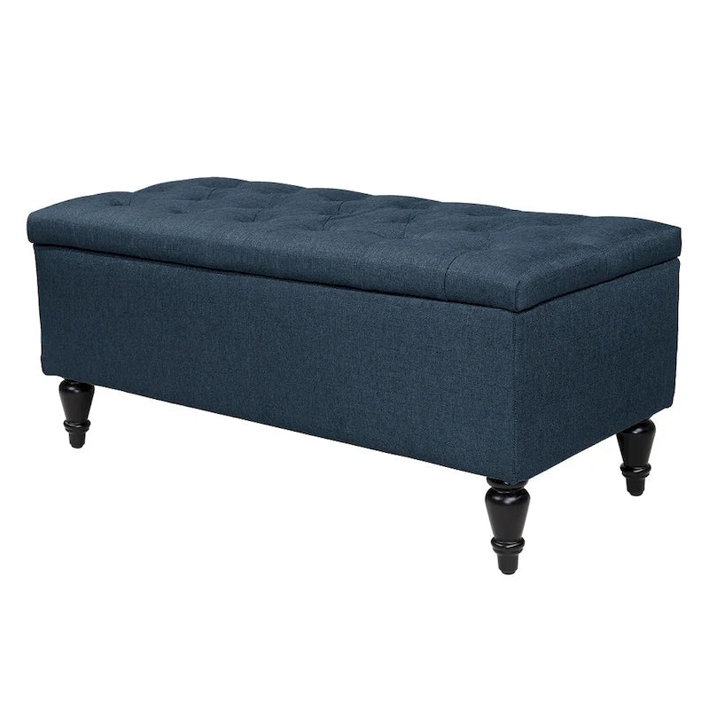Fabric upholstered bench with storage function