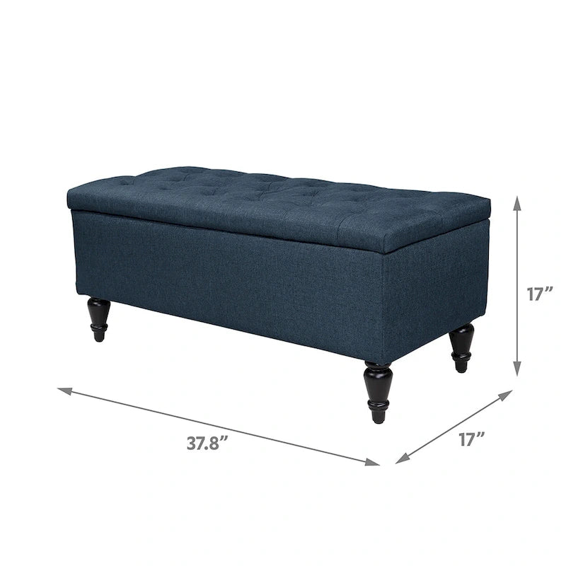 Fabric upholstered bench with storage function