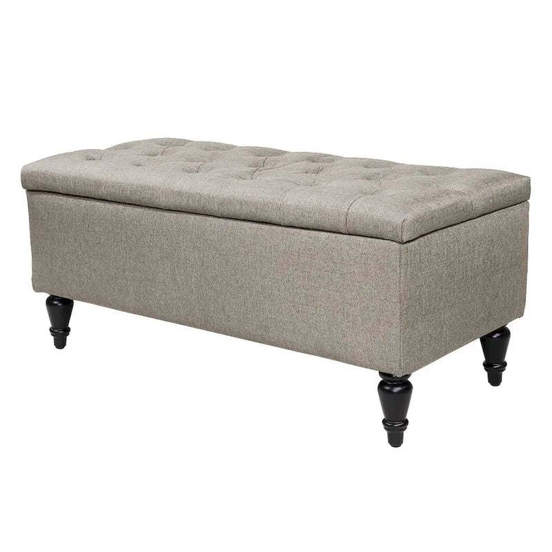 Fabric upholstered bench with storage function